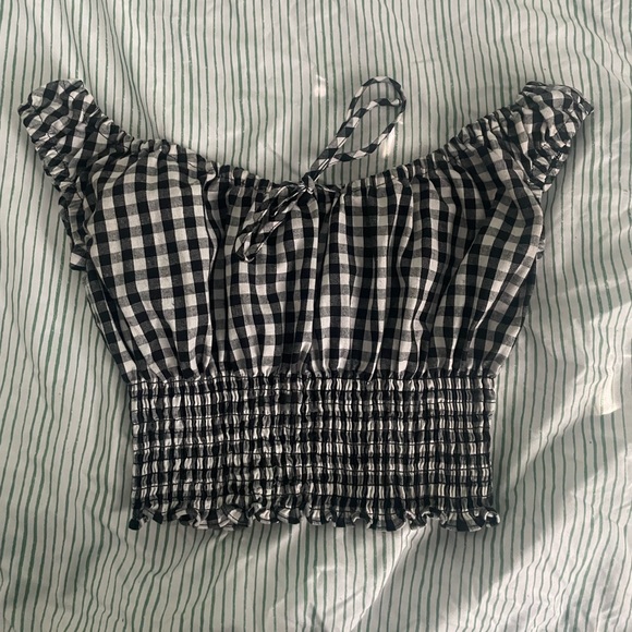 Tops - Brandy Melville Ruched Gingham Top